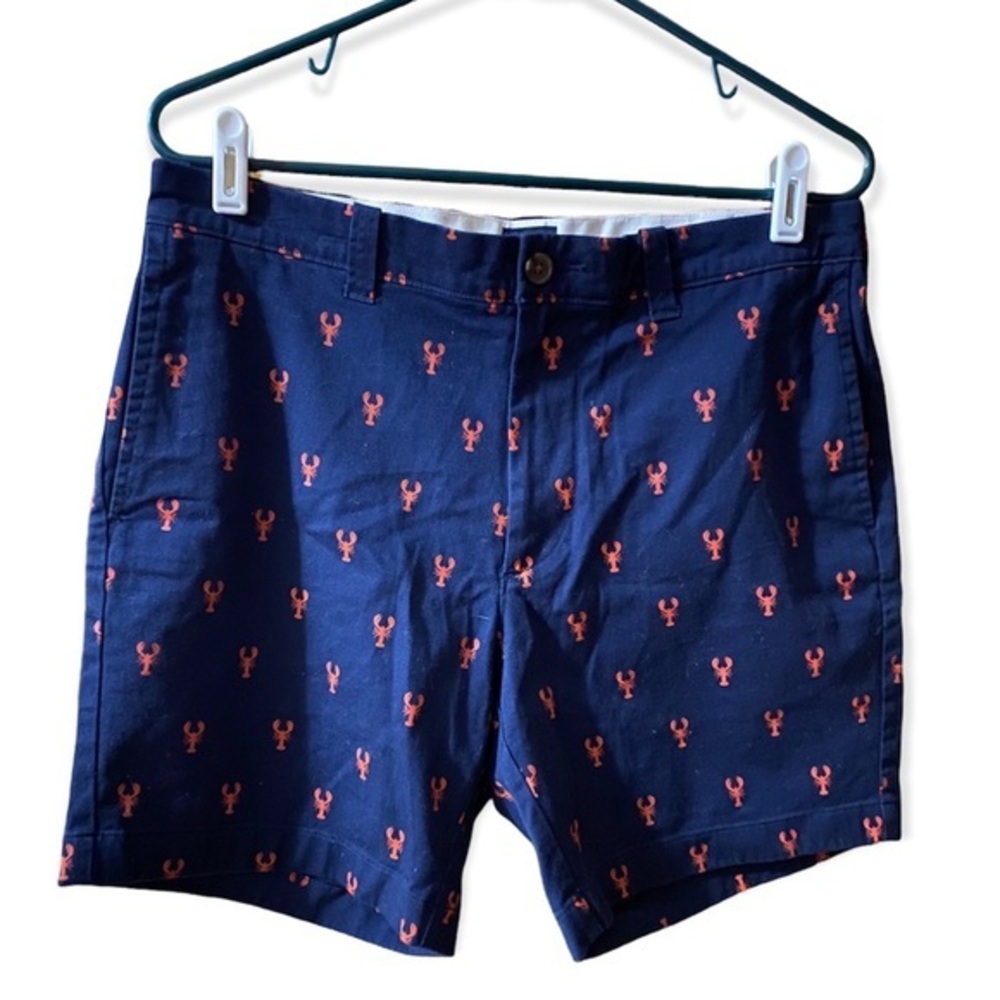 J.Crew Shorts Mens Size 32‎ Blue 7” Inseam Pockets Blue Lobster Print All Over